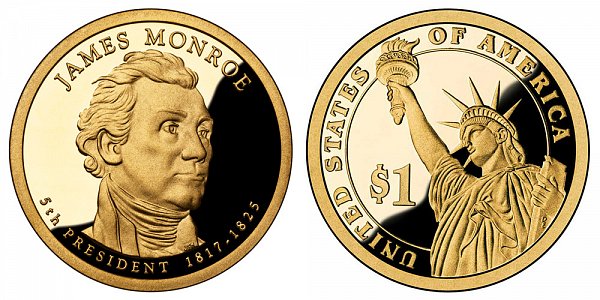 2008 S Proof James Monroe Presidential Dollar Coin