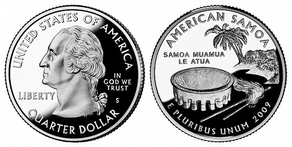 2009 S Silver Proof American Samoa Quarter 