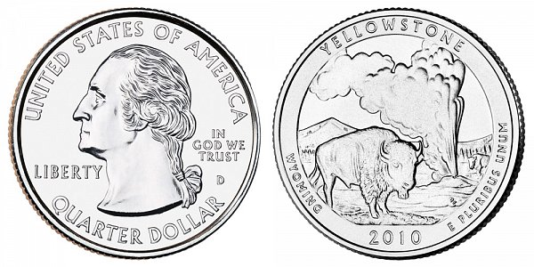 2010 D Yellowstone National Park Quarter - Wyoming