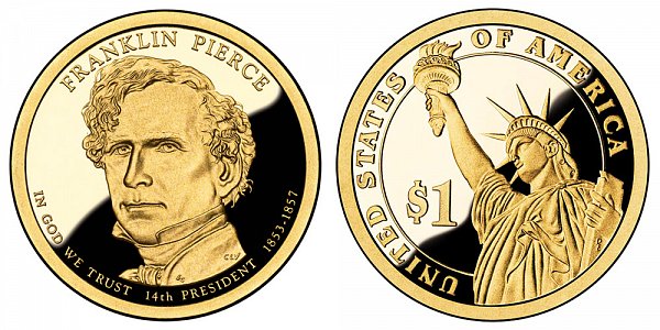 2010 S Proof Franklin Pierce Presidential Dollar Coin
