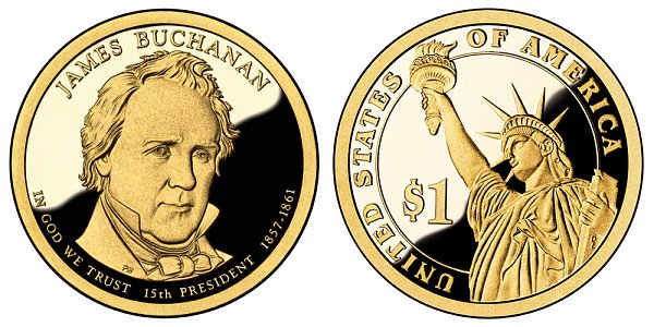 2010 S Proof James Buchanan Presidential Dollar Coin 