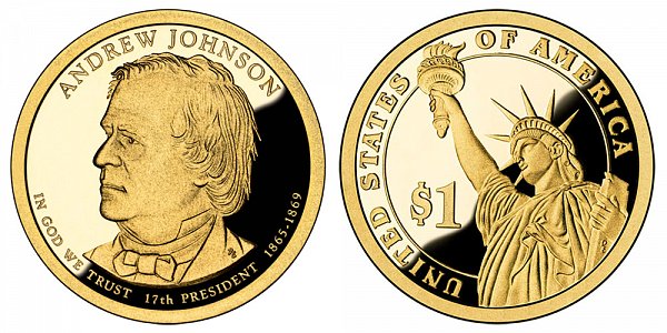 2011 S Proof Andrew Johnson Presidential Dollar Coin