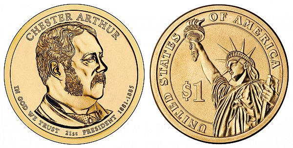 2012 P Chester A. Arthur Presidential Dollar Coin