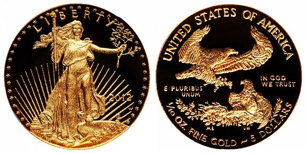 2012 W Proof Tenth Ounce American Gold Eagle - 1/10 oz Gold $5 