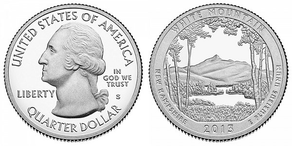 2013 S Proof White Mountain National Forest Quarter - New Hampshire