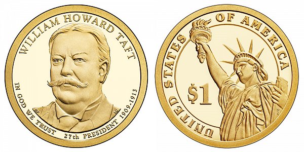 2013 S Proof William Howard Taft Presidential Dollar Coin