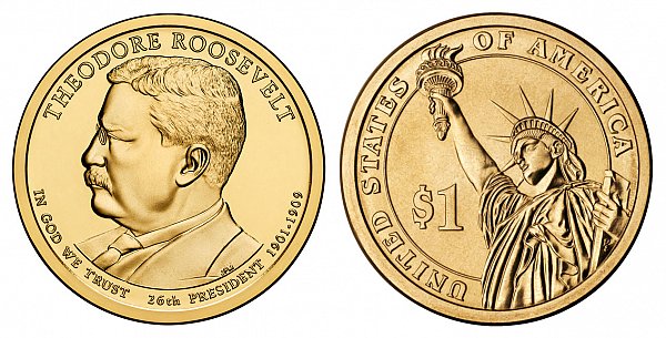 2013 D Theodore Roosevelt Presidential Dollar Coin 