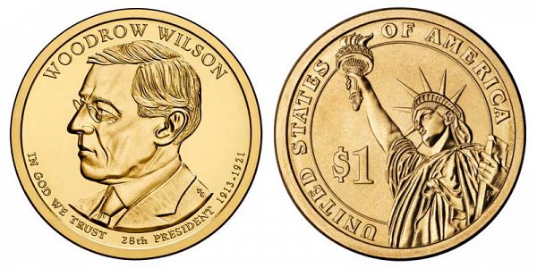 2013 P Woodrow Wilson Presidential Dollar Coin 