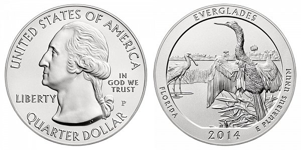 2014 Everglades 5 Ounce Burnished Uncirculated Coin - 5 oz Silver 