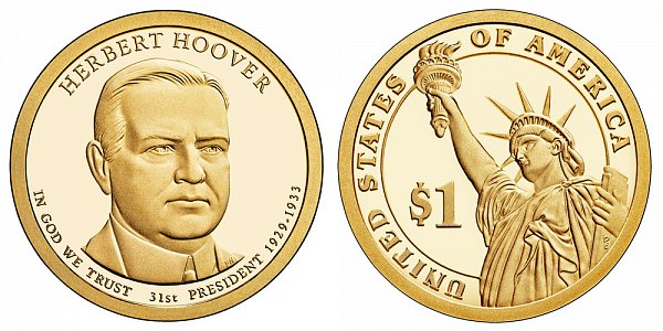 2014 S Proof Herbert Hoover Presidential Dollar Coin 