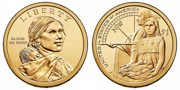 2014 D Sacagawea Native American Dollar Coin - Native Hospitality