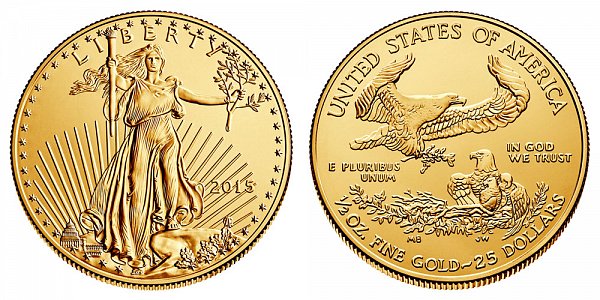 2015 American Gold Eagle - Brilliant Uncirculated $25 1/2oz Half Ounce Gold Bullion 