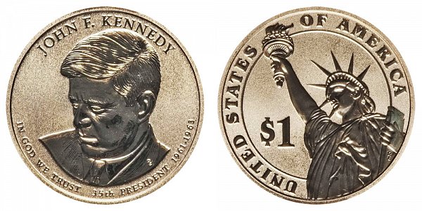 2015 P John F. Kennedy Presidential Dollar Coin - Reverse Proof