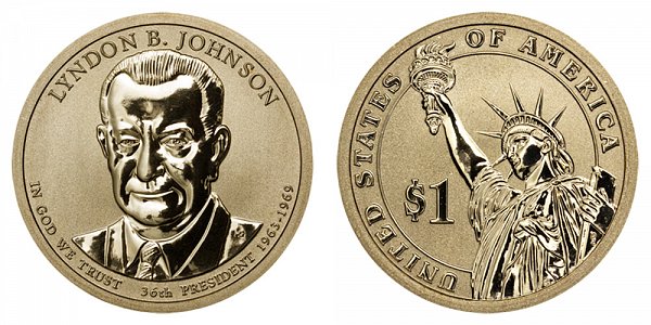 2015 P Lyndon B. Johnson Presidential Dollar Coin - Reverse Proof 