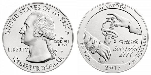 2015 Saratoga 5 Ounce Burnished Uncirculated Coin - 5 oz Silver