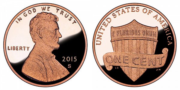 2015 S Lincoln Shield Cent Penny 