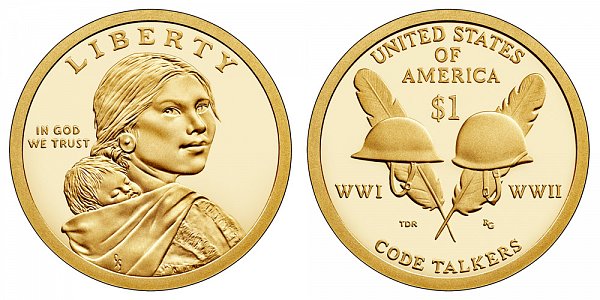 2016 S Proof Sacagawea Native American Dollar - Code Talkers