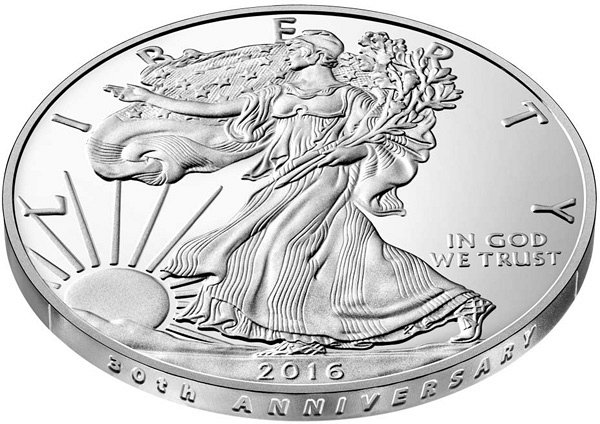 2016 W American Silver Eagle Proof - 30th Anniversary Lettered Edge Closeup Example