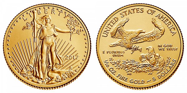 2017 Tenth Ounce American Gold Eagle - 1/10 oz Gold $5