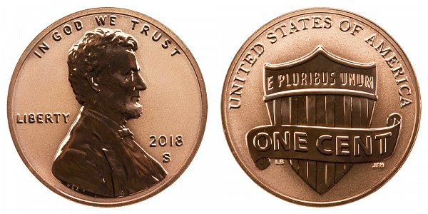 2018 S Reverse Proof Lincoln Shield Cent Penny 