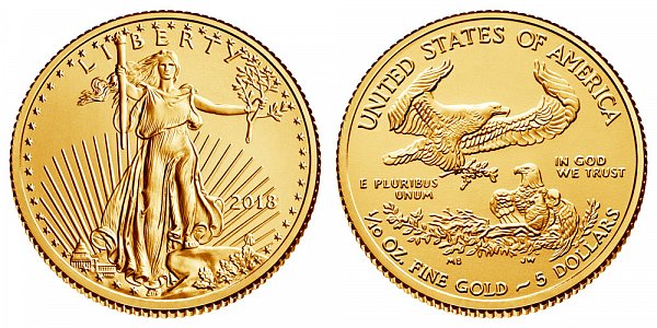 2018 Tenth Ounce American Gold Eagle - 1/10 oz Gold $5 