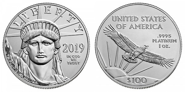 2019 American Platinum Eagle - Brilliant Uncirculated $100 1oz One Ounce Platinum Bullion 