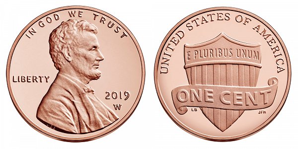 2019 W Proof Lincoln Shield Cent Penny - West Point