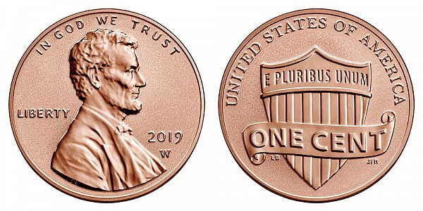 2019 W Reverse Proof Lincoln Shield Cent Penny - West Point