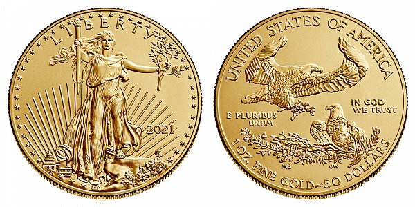 2021 Bullion One Ounce American Gold Eagle - 1 oz Gold $50 