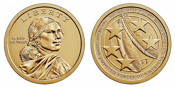 2021 P Sacagawea Native American Dollar - Distinguished Military Service Since 1775