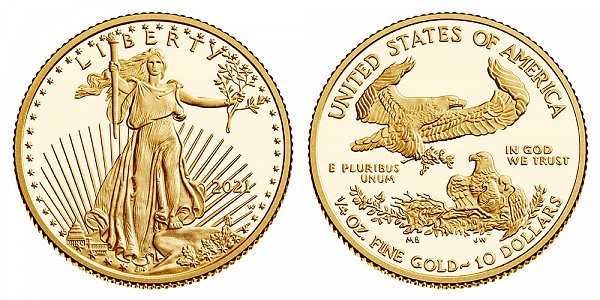2021 W Proof Quarter Ounce American Gold Eagle - 1/4 oz Gold $10 - Type 1 