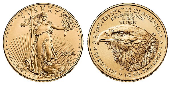 2024 Half Ounce American Gold Eagle Bullion - 1/2 oz Gold $25 