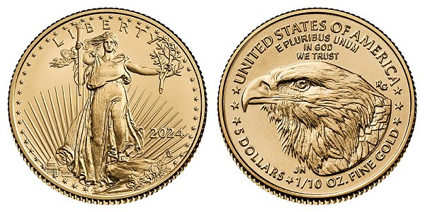 2024 Tenth Ounce American Gold Eagle Bullion - 1/10 oz Gold $5 