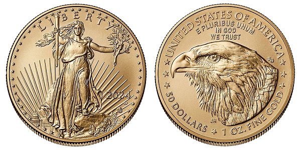 2024 W Burnished Uncirculated One Ounce American Gold Eagle - 1 oz Gold $50 