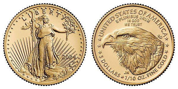 2024 W Proof Tenth Ounce American Gold Eagle - 1/10 oz Gold $5 