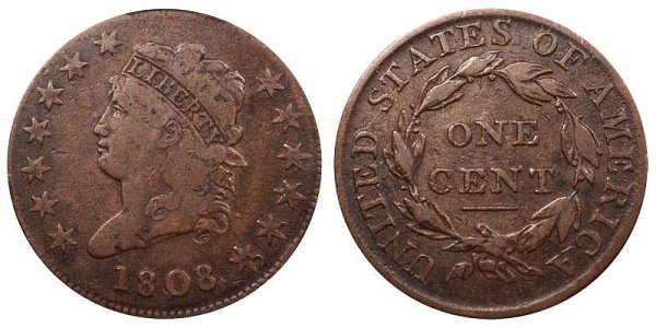 1808 Classic Head Large Cent Penny 
