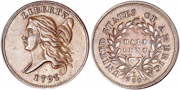 1793 Liberty Cap Half Cent Penny - Head Facing Left 