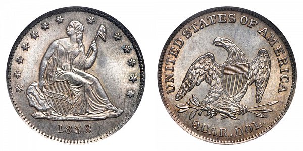 Seated Liberty Quarters Type 1 - No Motto Above Eagle - No Drapery US Coin