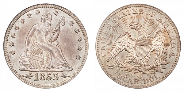 Seated Liberty Quarters Type 2 - Arrows at Date - Rays Around Eagle US Coin