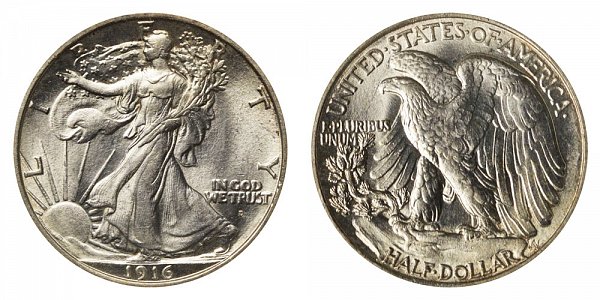 1916 D Walking Liberty Silver Half Dollar