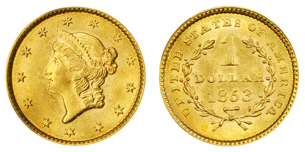 1853 Liberty Head Gold Dollar Type 1 Early Gold Dollar Coin Value